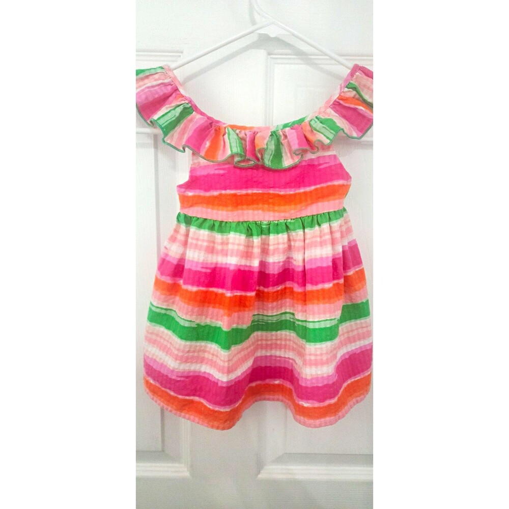 Bonnie Jean Girls Multicolor Striped Off-Shoulder Ruffle Sundress Lined 3T